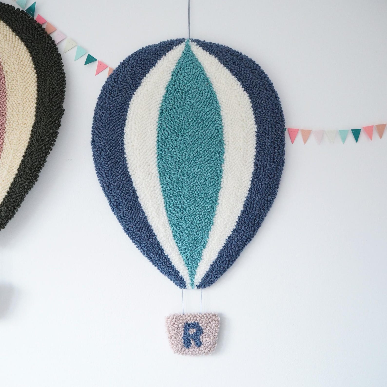 Hot Air Balloon Nursery Wall Hanging With Personalised Basket - Etsy