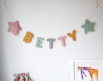Personalised Name Nursery Garland with Stars ideal new baby gift, first birthday present or baby shower