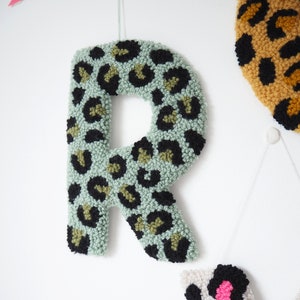 Custom Letter Green Leopard Print Wall Hanging