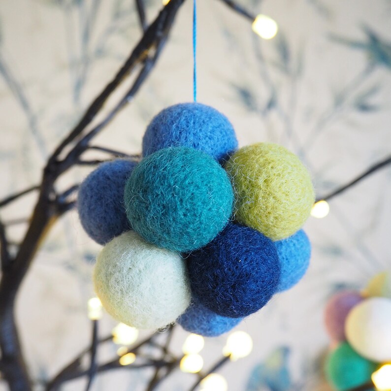 Blue felt Christmas bauble image 1