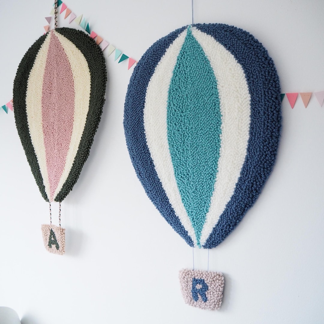 Hot Air Balloon Nursery Wall Hanging With Personalised Basket - Etsy
