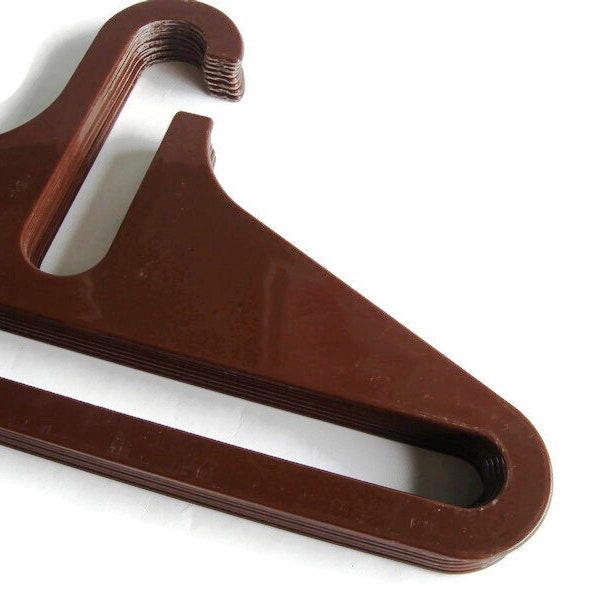 Space Age vintage clothes hangers, Mod, brown set of 8