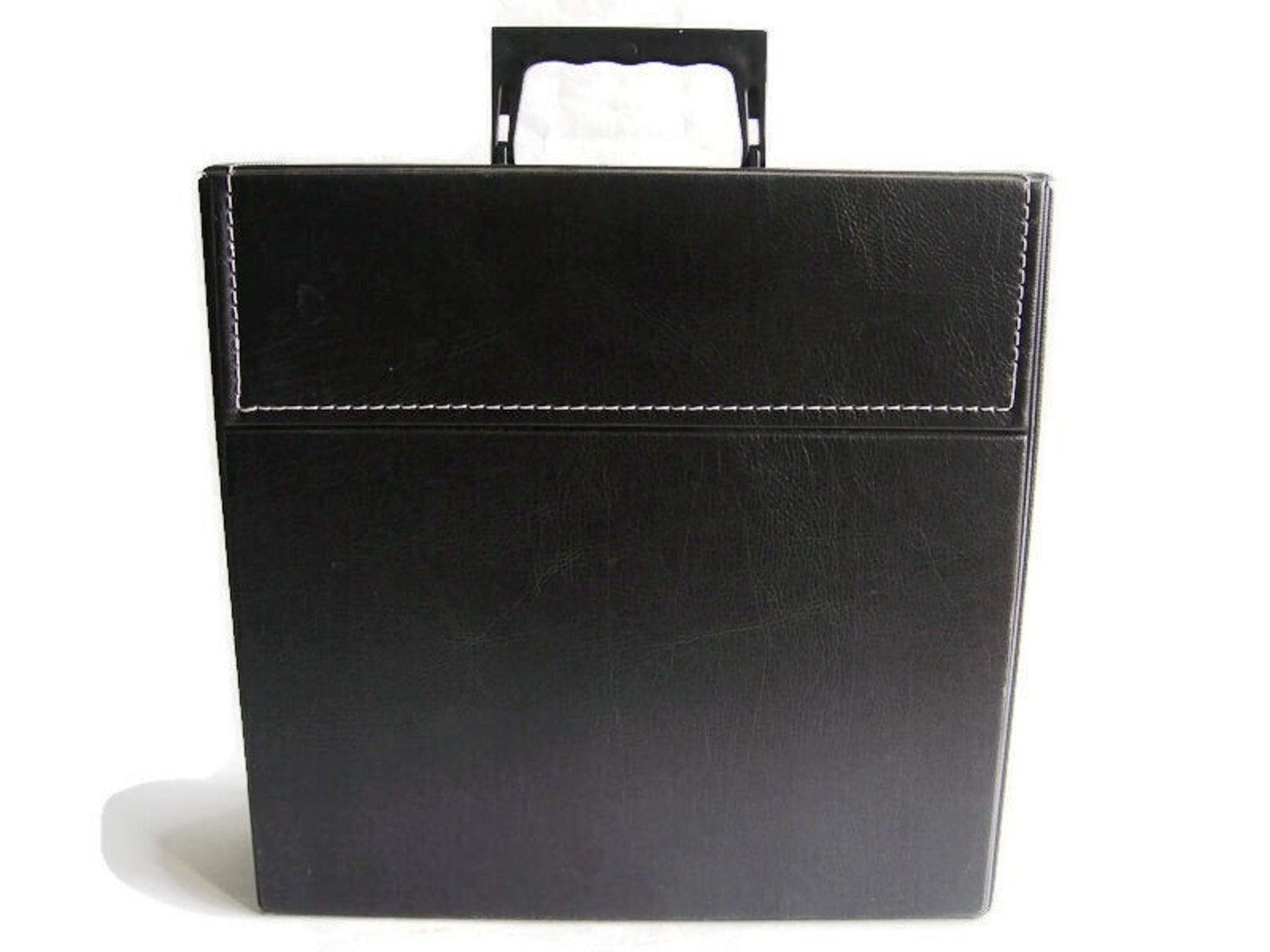 Vintage Vinyl Record Storage Case Black Faux Leather Etsy