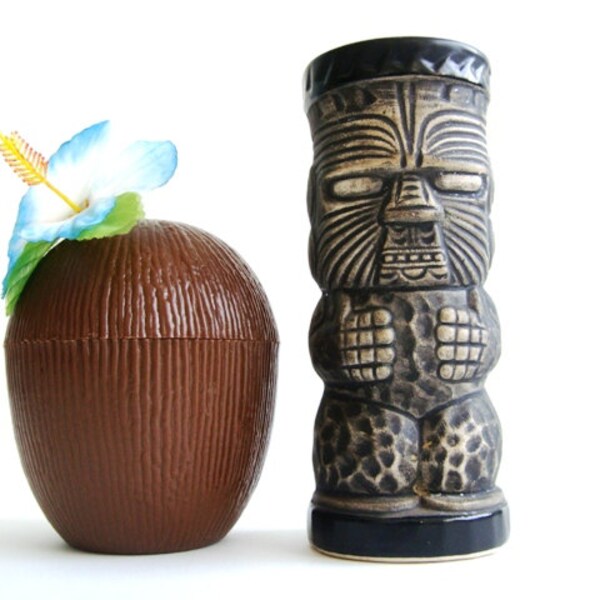 Vintage Tiki ceramic mug, Islander peanut lined face