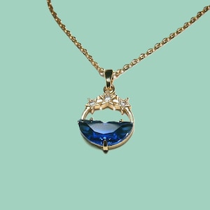 Blaue Kristall Halskette Meer mit Zirkonia Sternen, Kette Gold vergoldet, Meer, Sternenhimmel Bild 1