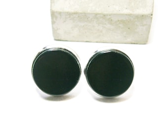 Black onyx earrings, gemstone stud earrings, natural stone earrings black unisex