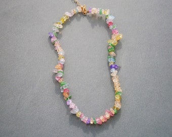 Colorful crystal splinter necklace, splinter necklace pastel, short necklace with crystal splinters