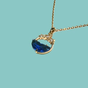 Blaue Kristall Halskette Meer mit Zirkonia Sternen, Kette Gold vergoldet, Meer, Sternenhimmel Bild 5