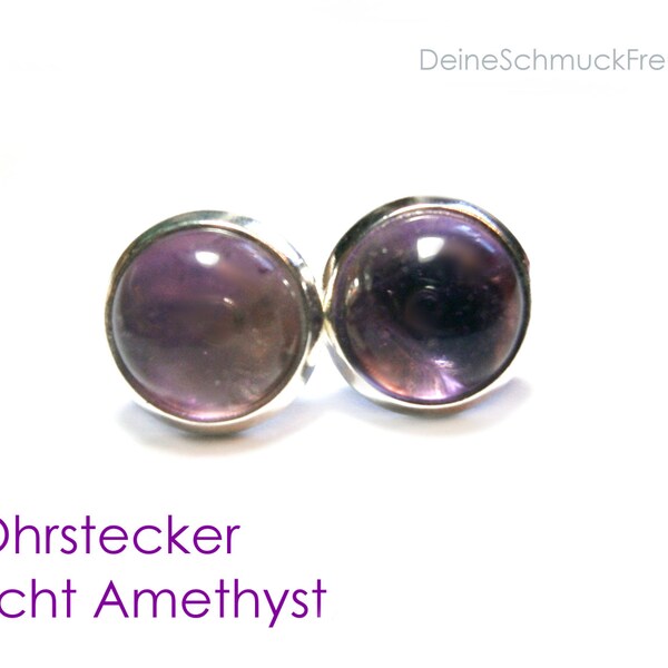 Amethyst Ohrringe, Ohrstecker antiallergischer Edelstahl, lila Edelsteinohrringe, Stecker