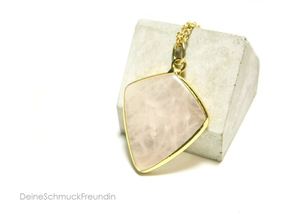 Necklace necklace gold rose quartz pendant gold plated