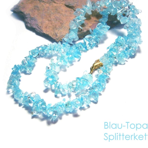 Blue Topaz Chip Necklace: Light Blue Topaz Necklace, Blue Gemstone Chip Necklace, 115 Carats