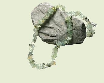Prehnite chip necklace, delicate green gemstone necklace, short natural stone chip necklace, unisex choker