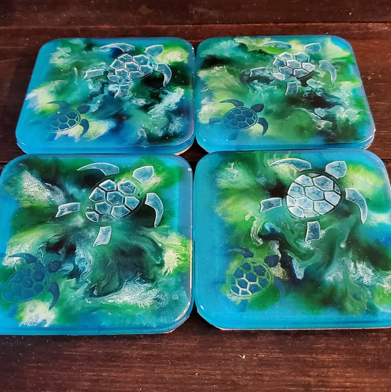 Set of 4 turtle resin coaster | Etsy