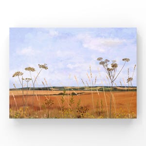 Across Golden Fields to Old Winchester Hill. Giclee Art Print of an Original Painting. Hampshire Wall Art. -