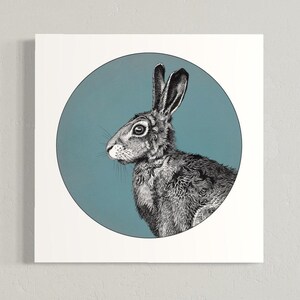 Hare Art Print, Hare Print, Wall Art, Teal Hare