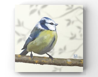Geburtstagskarte Blaumeise – 15x15 Cm, Aquarell-Design, Auf Strukturiertem Karton, Mit Weißem Umschlag