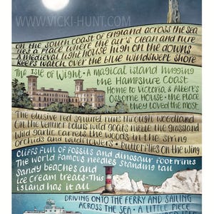 Isle of Wight Druck, mit meinem eigenen Gedicht, Gemälde von Isle of Wight