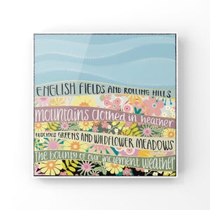 English Fields of flowers print, Contemporary Art Print celebrating English Fields, Original poetry -