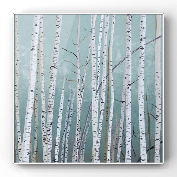 Impression de Silver Birch Painting, silver birch print uk, silver birch uk, art d'arbre, oeuvre d'art d'arbre, art d'arbre pour le mur, -