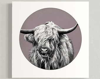 Hochlandrind-Giclée-Kunstdruck, Wandbild mit schottischem Rindermotiv