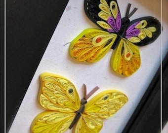 California State Butterfly Collection Handmade with Quilled Colored Paper Framed Decorative Art