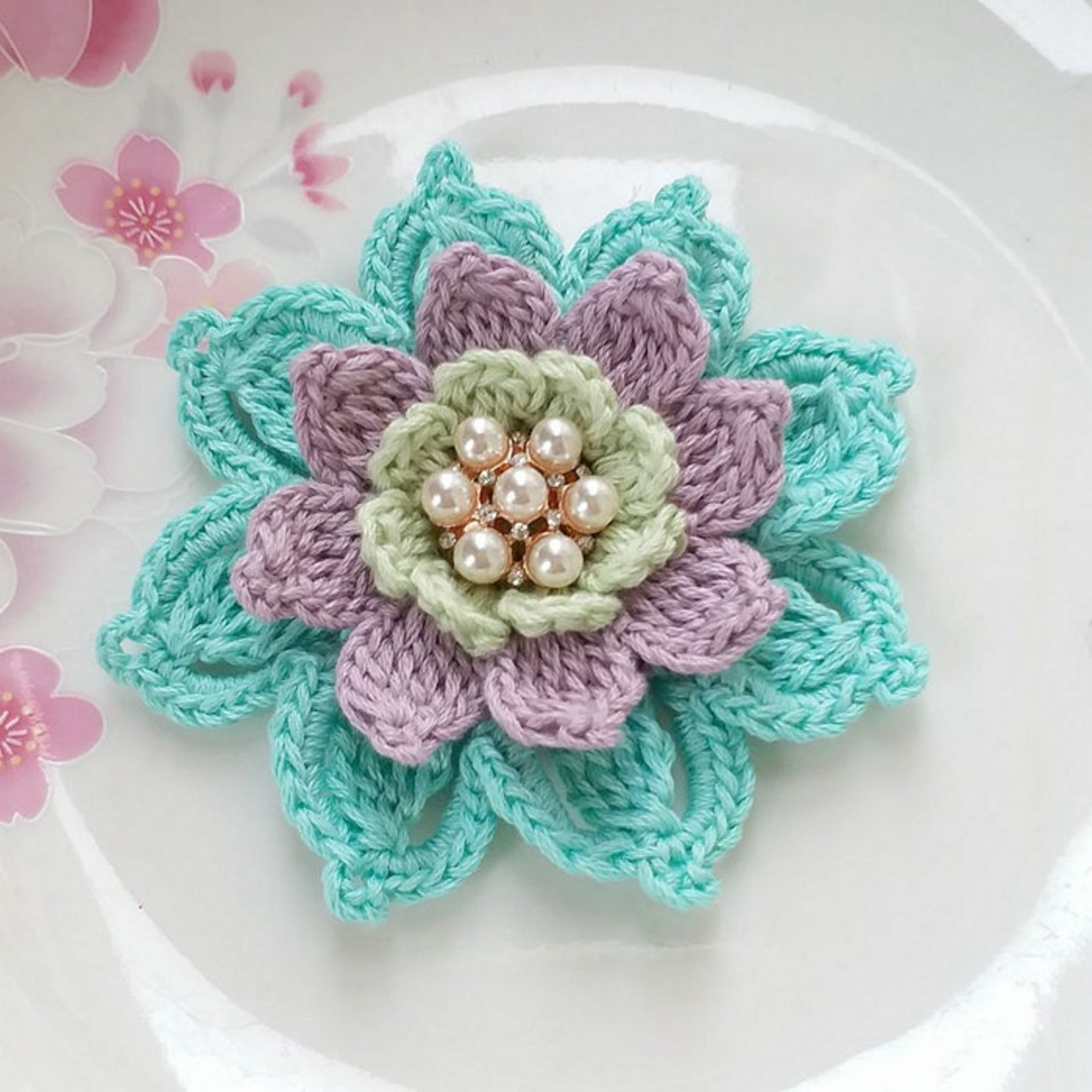 Larger Crochet Flower in 3 Inches YH26602 Etsy