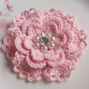 Crochet Flower in 3  inches in Powder Pink YH - 158-01