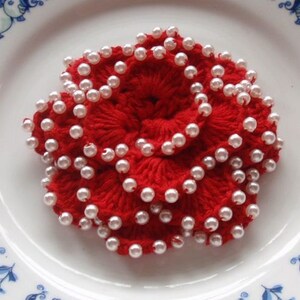 Crochet Flower With Pearls in 3 inches YH-009-07 image 3