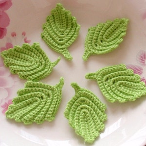 6 feuilles de crochet en vert lime YH-217-01