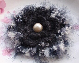 Larger Crochet Flower With Pearl in 3.5  inches YH-144-01