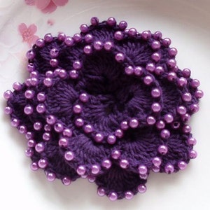 Crochet Flower With Pearls in 3 inches YH-009-07 image 5