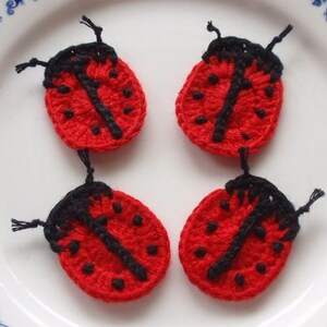 4 Crochet  Ladybugs In Red, Black  YH - 041-03