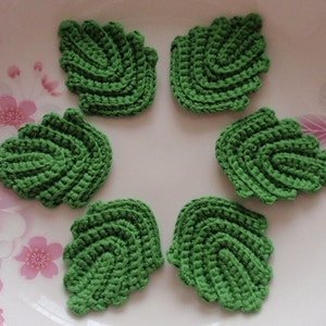 6 Crochet  Leaves In Green YH-217-02