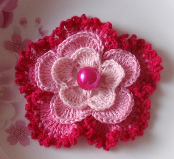 8 Handmade Ribbon Roses 1-1/4 Inches in Lt Pink and White 