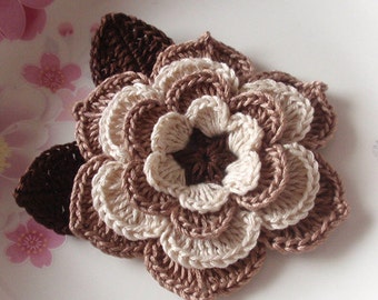 Crochet Flower (3 inches) With Leaves  YH-123-01