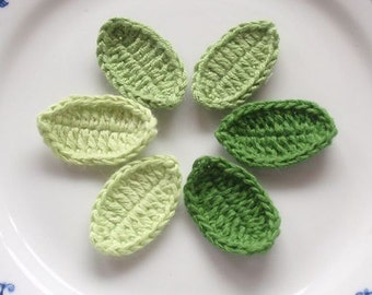 6 Crochet  Leaves In Green Combination YH-040-01