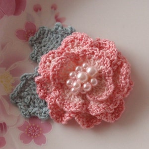 Crochet Flower in 2.5 inches In Lt Pink, Pink YH-128-02