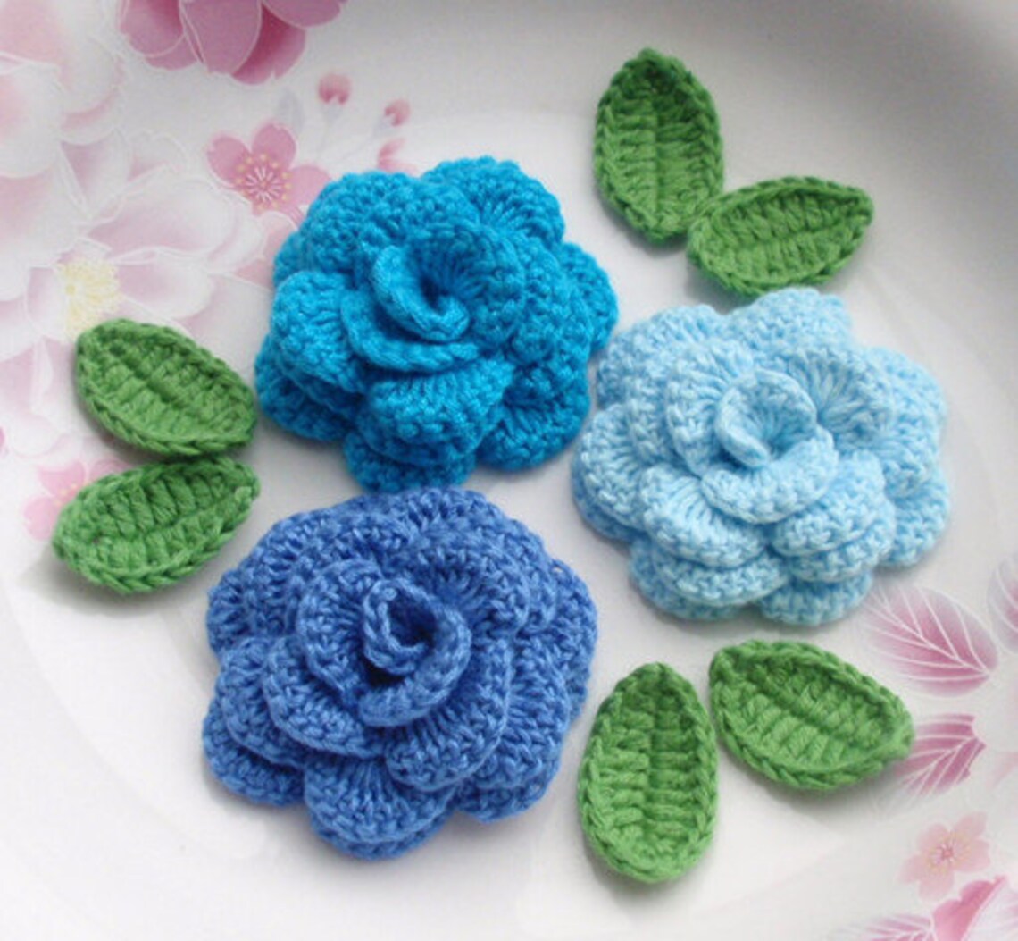 Lot De 2 Fleurs En Crochet Fait Main – Rose, 3,5 Cm, Layette, Lavables