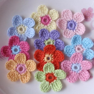 10 flores de crochê em 1-1/4 polegadas YH - 053