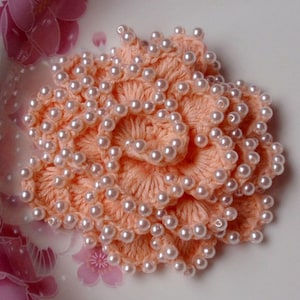Crochet Flower With Pearls in 3 inches YH-009-07 image 1