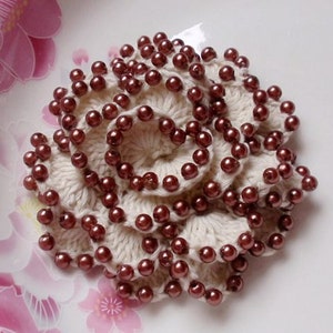 Crochet Flower With Pearls in 3 inches YH-009-07 image 2