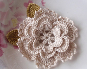 Crochet Flower With Leaves In 3-1/4inches YH-099-01