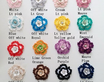 3 Crochet  Flowers In 2 inches You Choose Color YH - 265-03