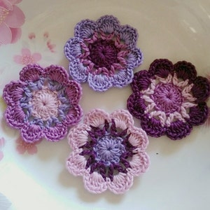 4 Crochet Flowers In 2 inches Applies YH 232 image 2