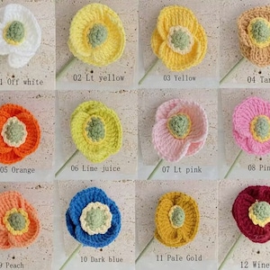 Handmade Crochet Flower, Crochet Corn Poppy, Crochet Flower Bouquet - CY-17
