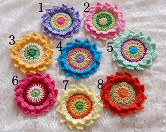 Large Crochet Flower Applique (3 inches )You Choose Color -Yh-227