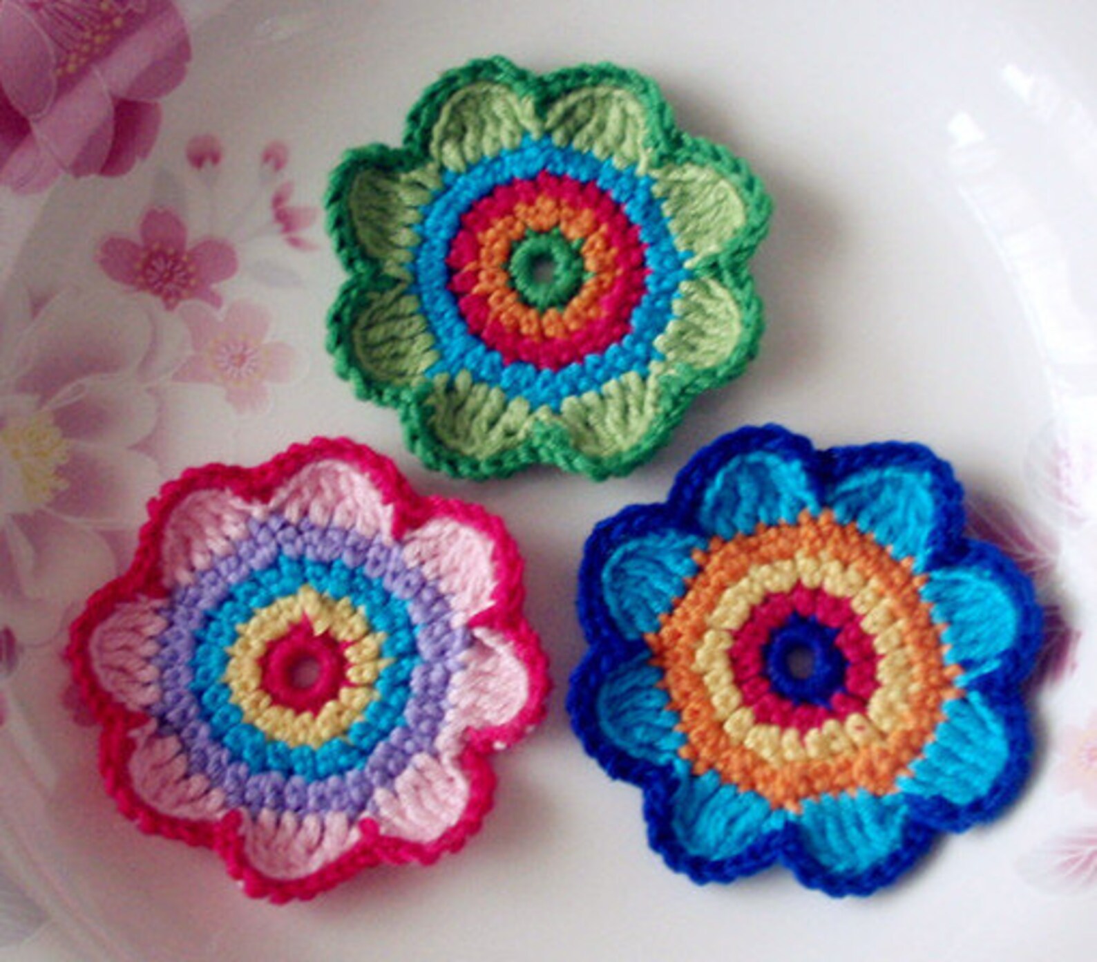 Multicolor - Handmade Crochet Flower Sticks (Set of 8) 02