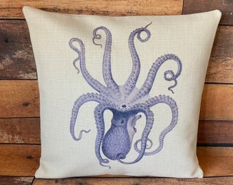 Coastal pillow | Etsy Octopus Pillow Cover in Cotton Duck