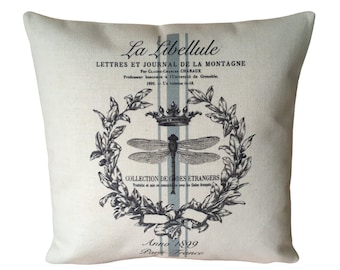 Bumblebee meadow cushion cover 40 cm ~ Rustic botanical vintage style ~ heavy linen look natural cover