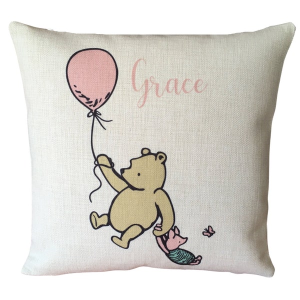 Closing Down FRIDAY - Personalised Winnie the pooh cushion cover 40 cm ~ Rustic country nursery baby/girl gift